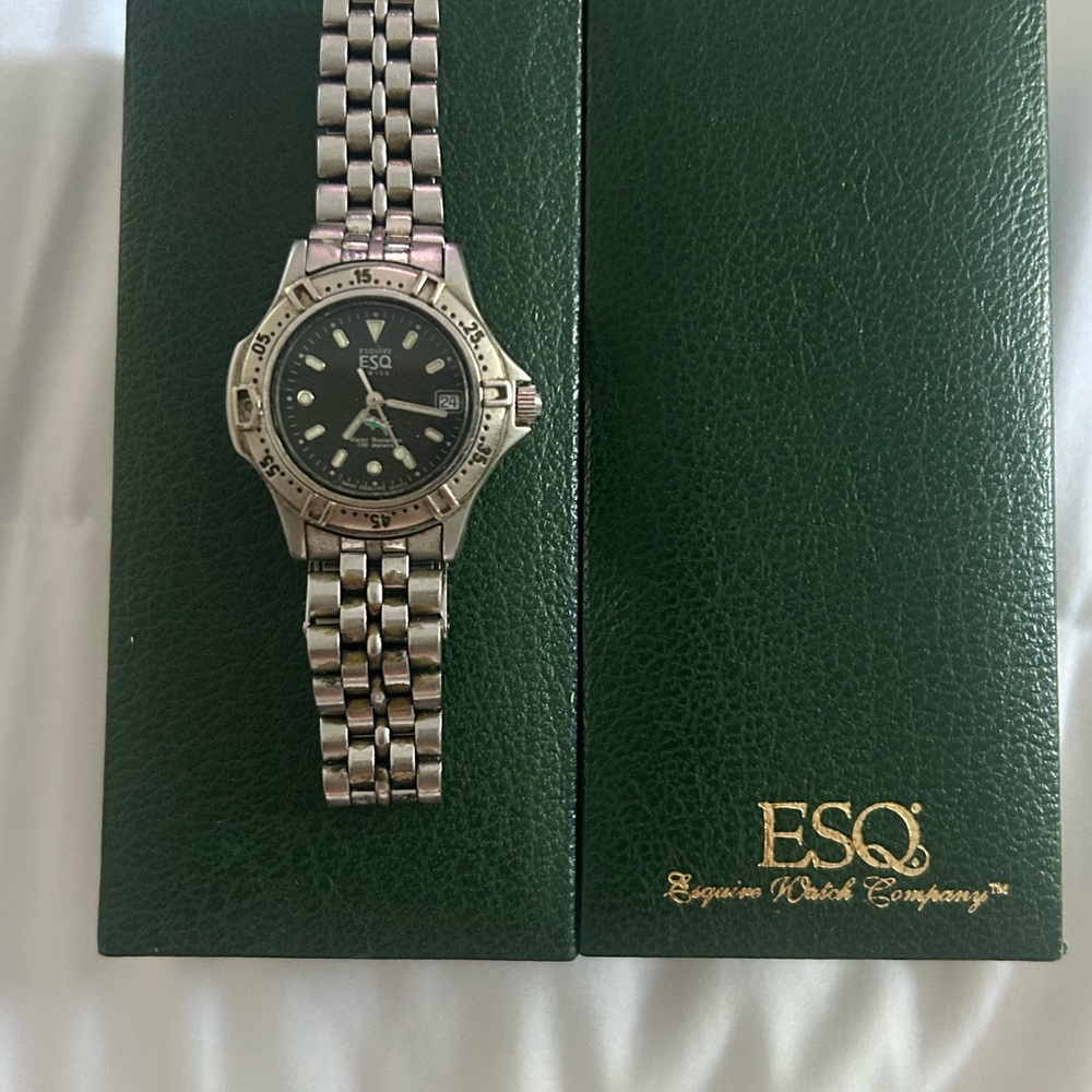 ESQ Stainless Silver Diver Watch -Rare /Vintage